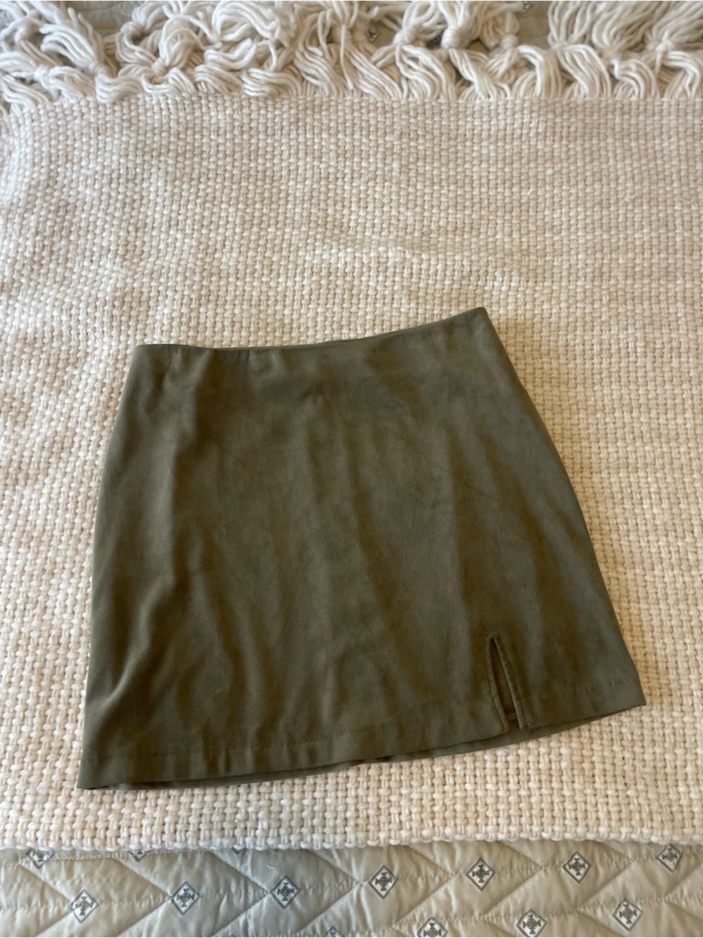 Forever 21 Olive Green Mini Skirt with Front Slit